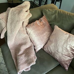 Two Blush Pink Throw Pillows with inserts